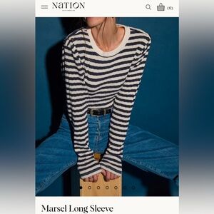 Nation Los Angeles Marseilles pointelle stripe long sleeve